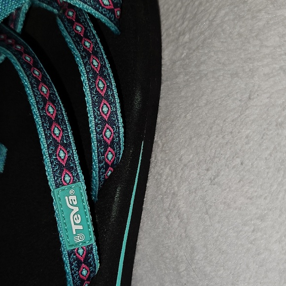 Teva Womens Olowahu Flip-Flop Black Teal Magenta Mush EVA Lightweight Vegan Sole - Picture 5 of 10